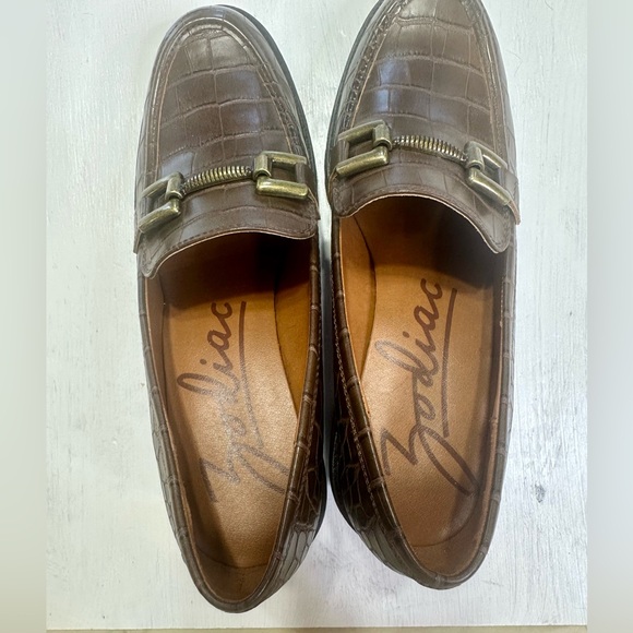 Zodiac Gemma Loafers Women’s 11M Brown Croc Embossed Chunky Heel Lug Sole - Picture 7 of 8